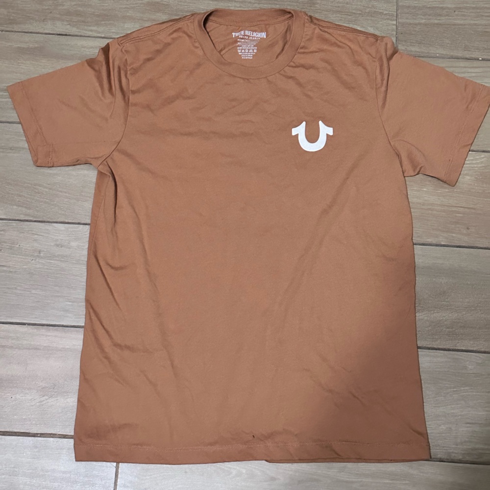 True Religion Men’s Short Sleeve Tee in Rust with White Logo